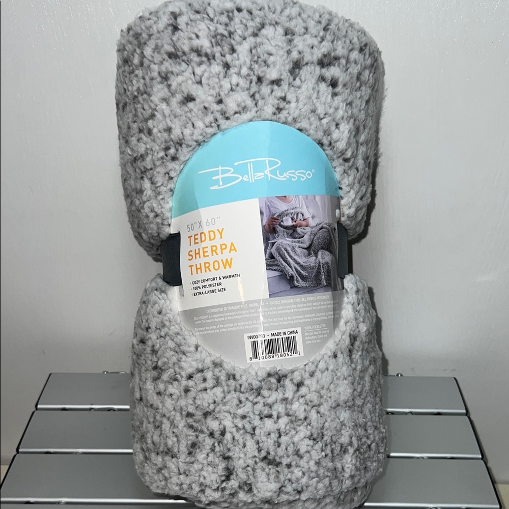 Bella Russo Gray Teddy Sherpa Throw 50” X 60”